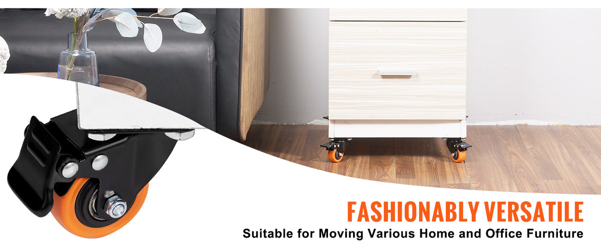 Heavy-Duty Swivel Plate Casters with Dual Locking Brakes (Set of 4)