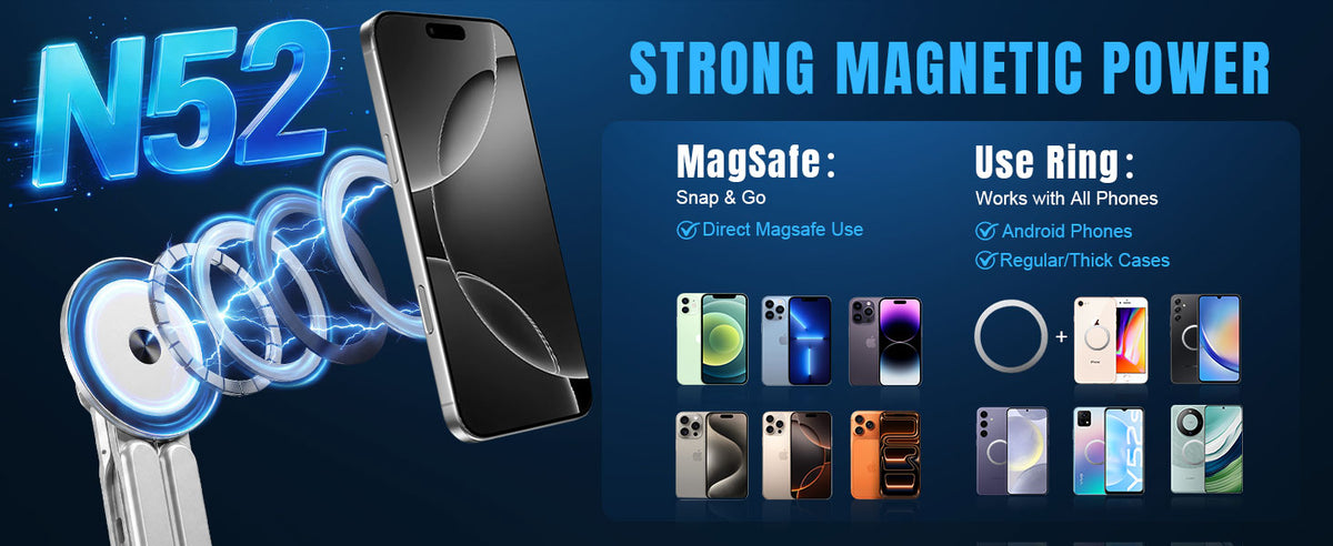 Foldable Aluminum Laptop Stand with Magnetic Phone Mount