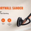 A person is using a Vevor drywall sander on a wall, highlighting its lightweight design and features.