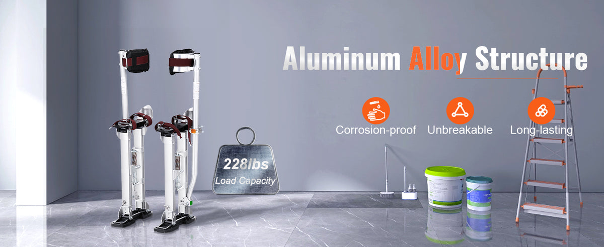 Adjustable Aluminum Drywall Stilts with Knee Pads