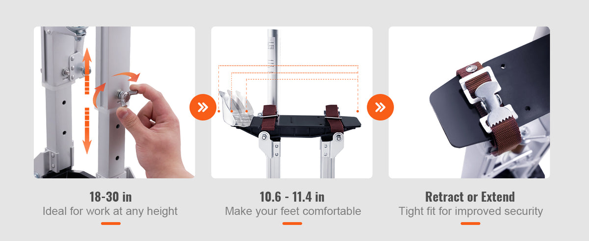 Adjustable Aluminum Drywall Stilts with Knee Pads