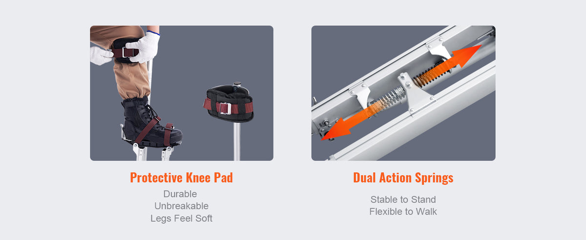 Adjustable Aluminum Drywall Stilts with Knee Pads