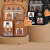 A brown Capybara Kids School Backpack featuring padded compartments and ergonomic support features.