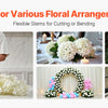Flexible stems of silk hydrangea flowers used for floral arrangements and home decor
