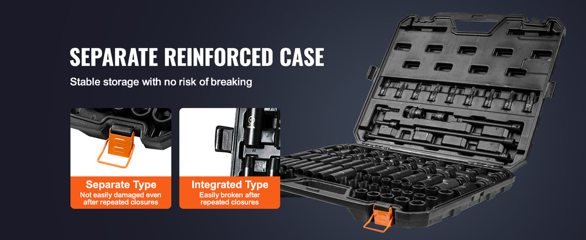 A separate reinforced case for a tool set, showing different types of storage options.