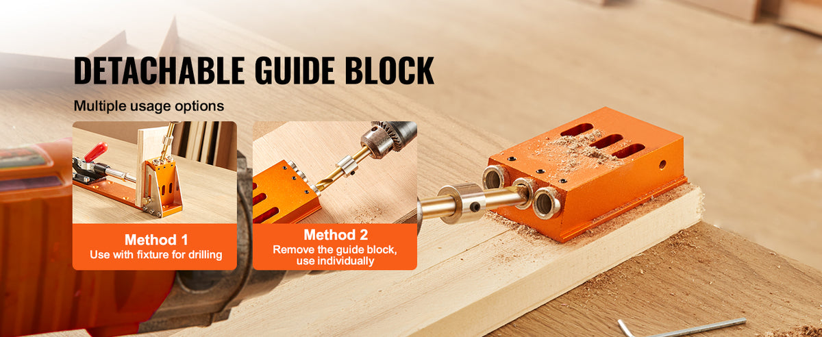 Adjustable Aluminum Pocket Hole Jig Kit with Step Drills