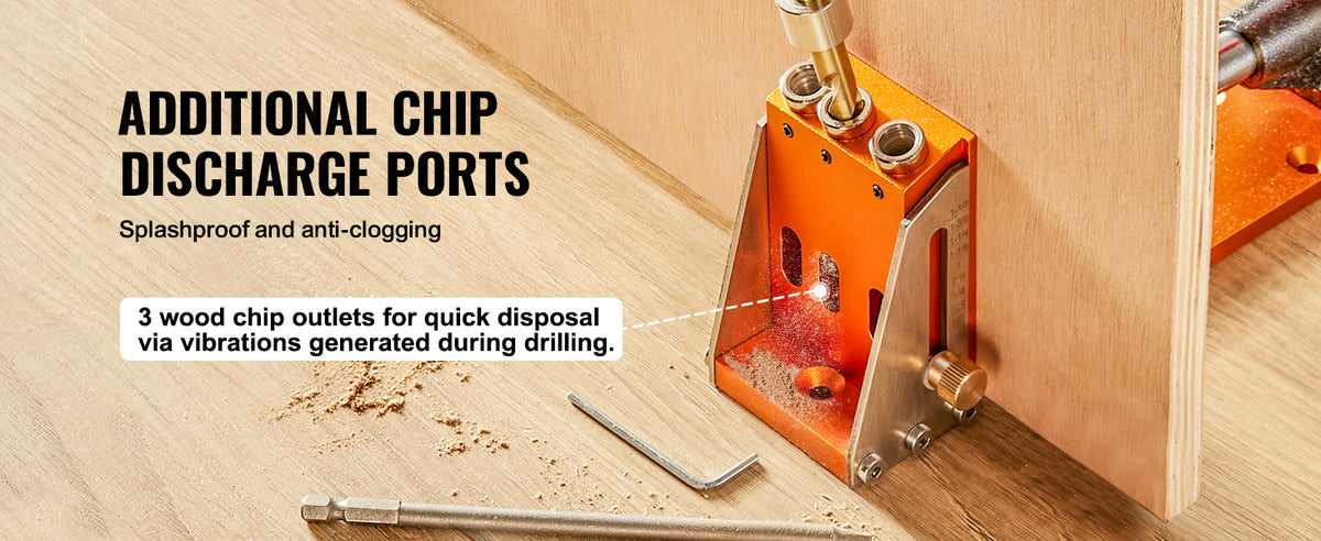 Adjustable Aluminum Pocket Hole Jig Kit with Step Drills