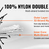Cross-section diagram showing the layers of a 100% nylon double braided body rope, including the outer layer and inner core.