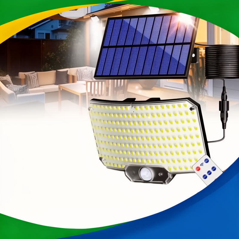 Triple-Head Solar LED Flood Light with Motion Sensor and Remote Control