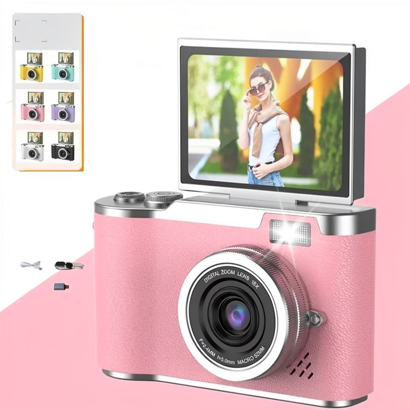 4K Digital Camera with 2.4-Inch Flip Screen and 48MP Sensor