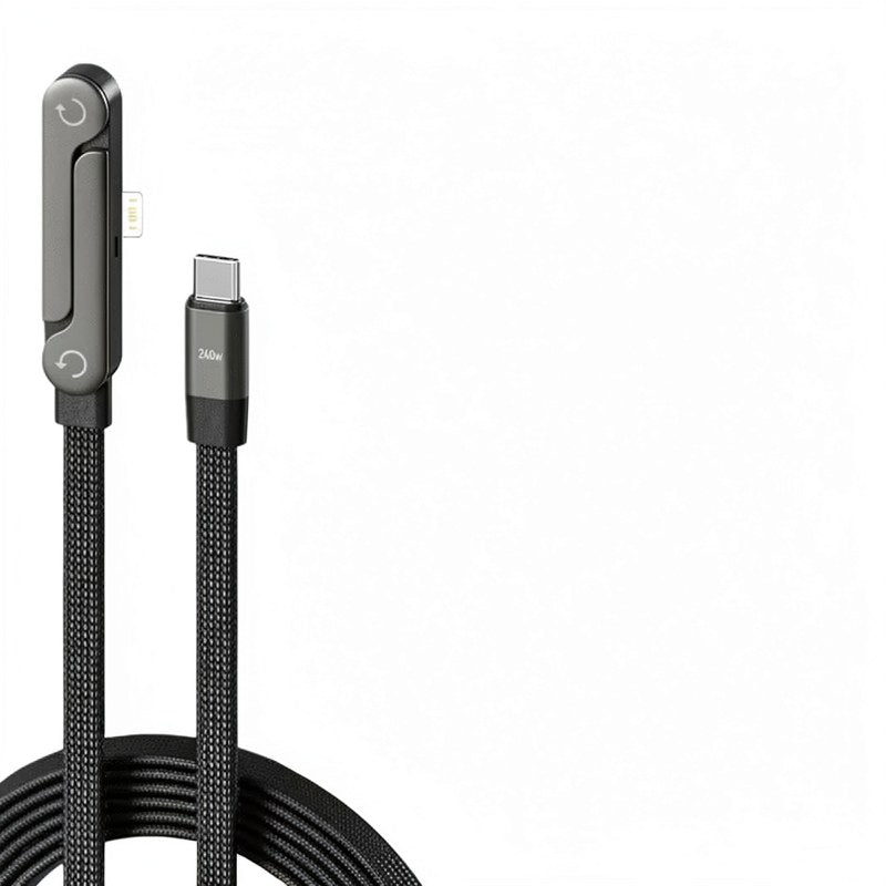 Flat USB-C Fast-Charging Cable with Foldable Phone Stand