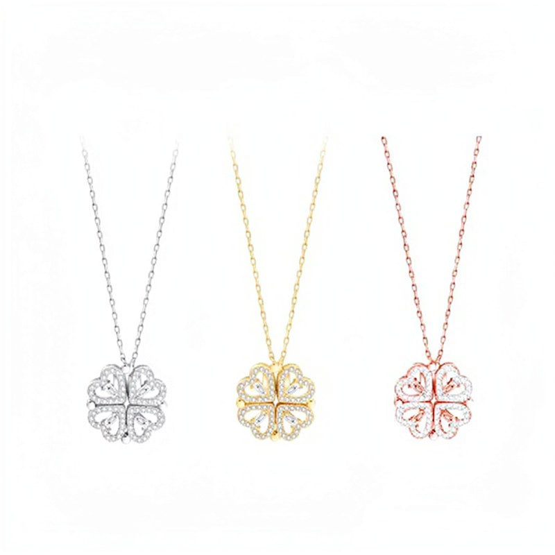 Heart & Clover Zircon Pendant Necklace