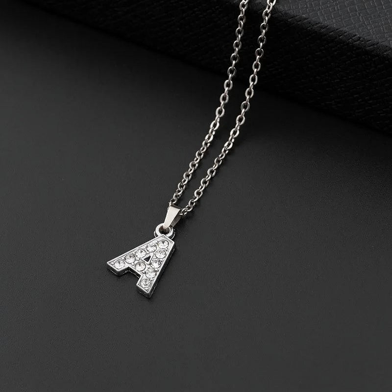 Initial Letter Pendant Necklace with Stainless Steel Chain