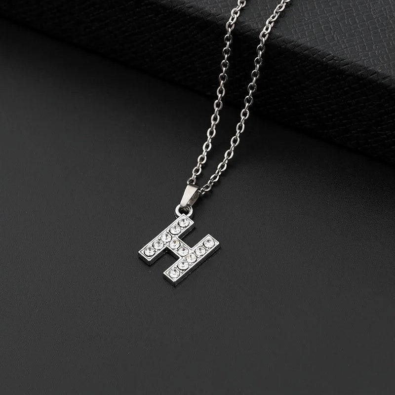 Initial Letter Pendant Necklace with Stainless Steel Chain