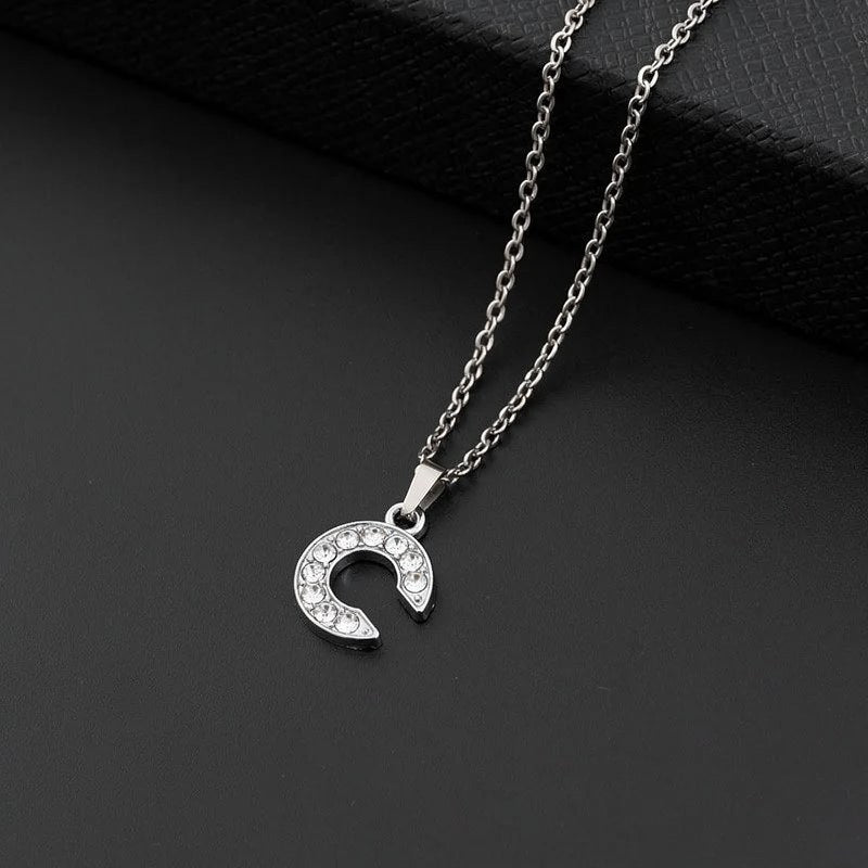 Initial Letter Pendant Necklace with Stainless Steel Chain