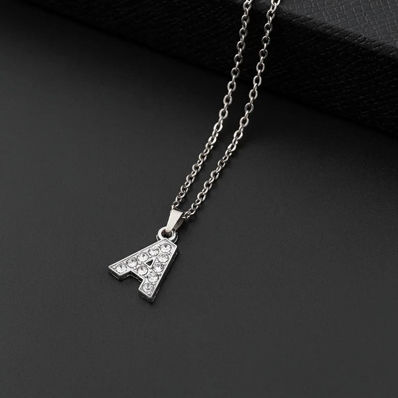 Initial Letter Pendant Necklace with Stainless Steel Chain