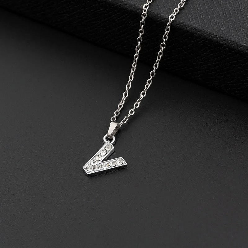 Initial Letter Pendant Necklace with Stainless Steel Chain