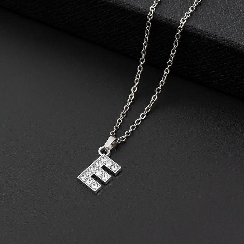 Initial Letter Pendant Necklace with Stainless Steel Chain