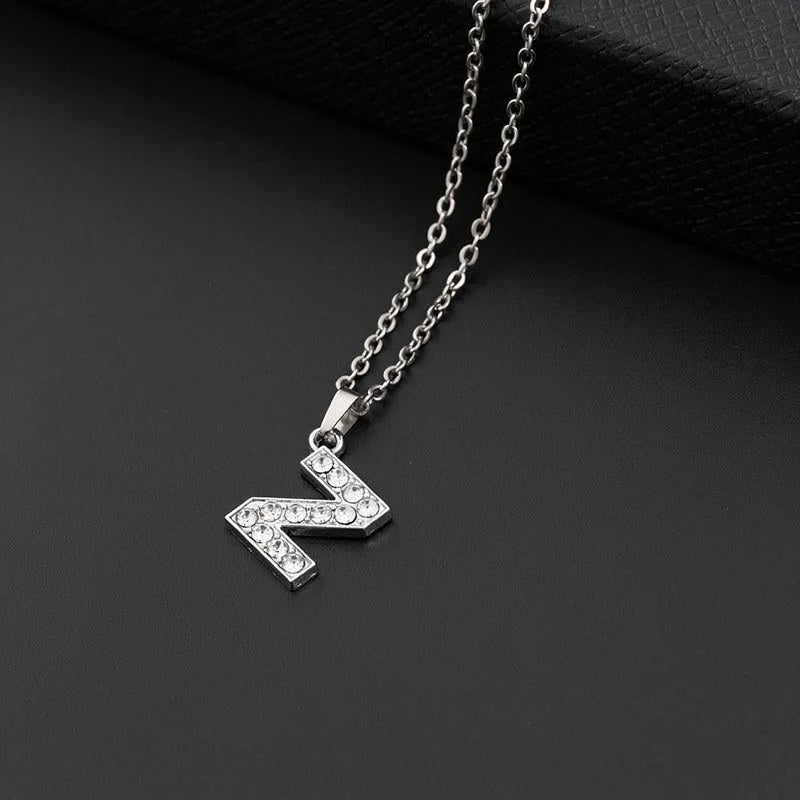 Initial Letter Pendant Necklace with Stainless Steel Chain