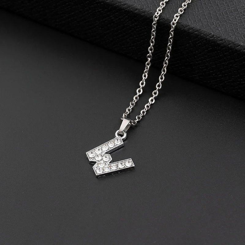 Initial Letter Pendant Necklace with Stainless Steel Chain