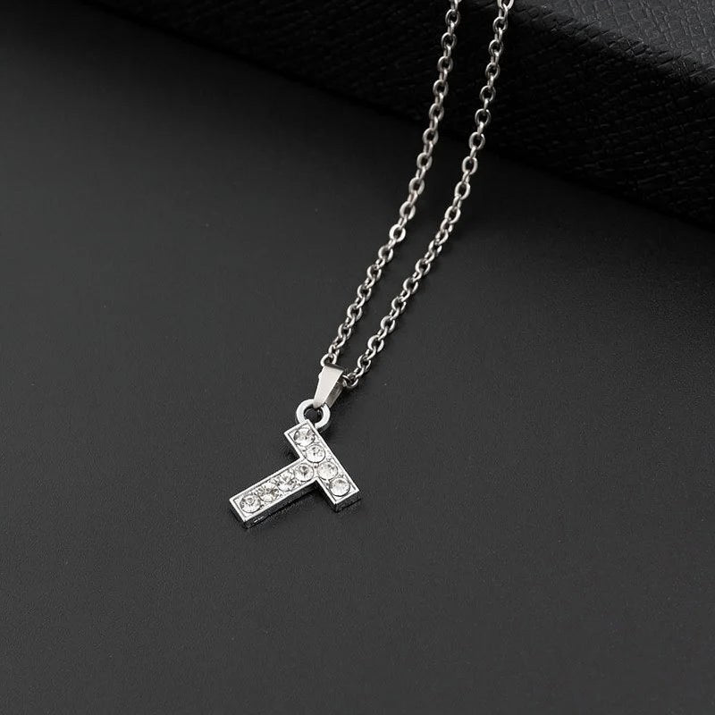 Initial Letter Pendant Necklace with Stainless Steel Chain