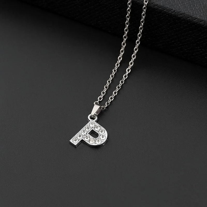 Initial Letter Pendant Necklace with Stainless Steel Chain