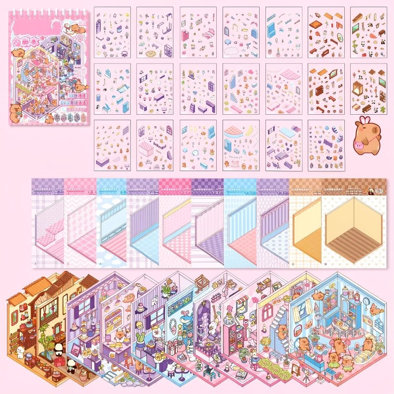 3D Miniature Scene Sticker Book