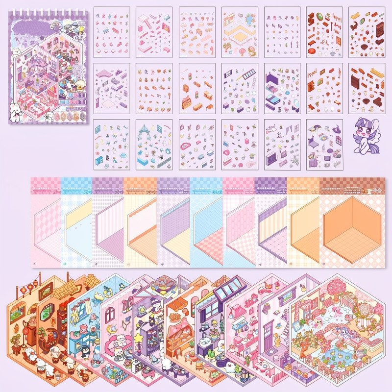 3D Miniature Scene Sticker Book