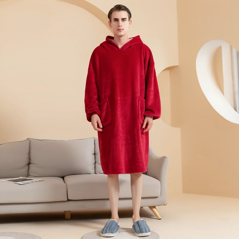 Men's Oversized Flannel Hooded Robe