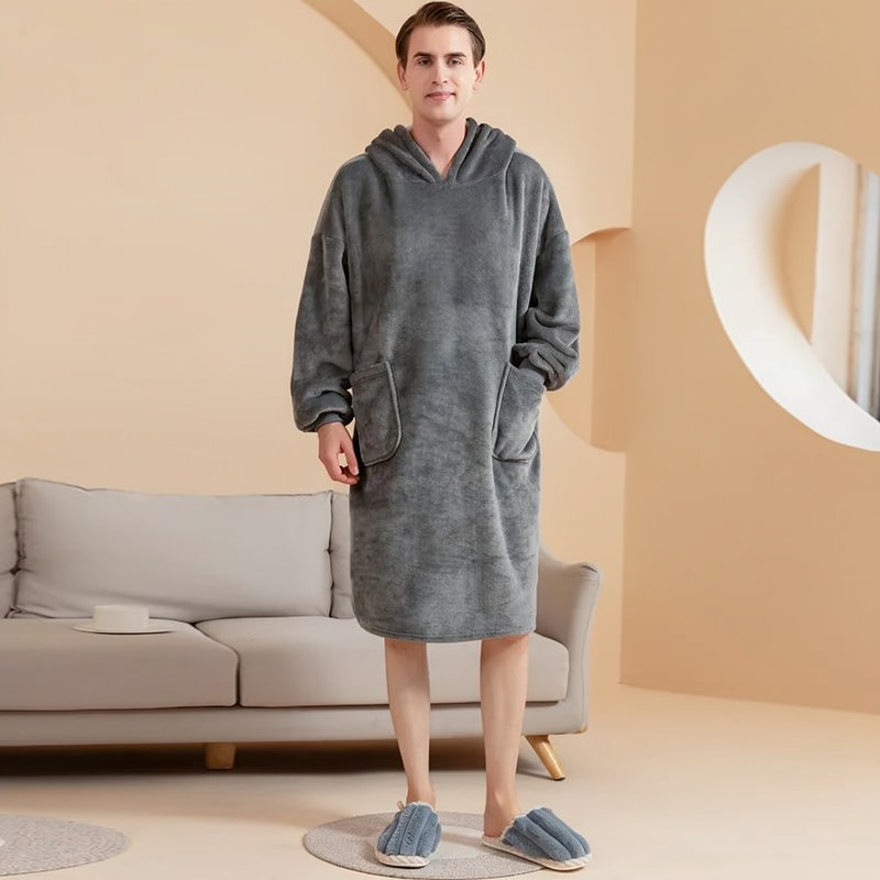 Men's Oversized Flannel Hooded Robe