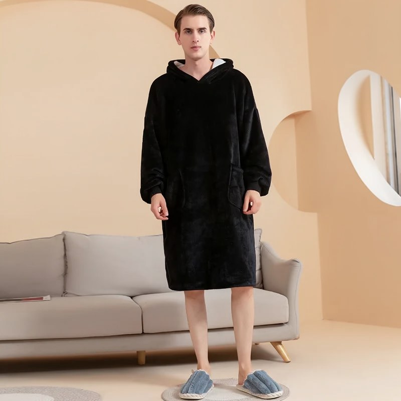 Men's Oversized Flannel Hooded Robe