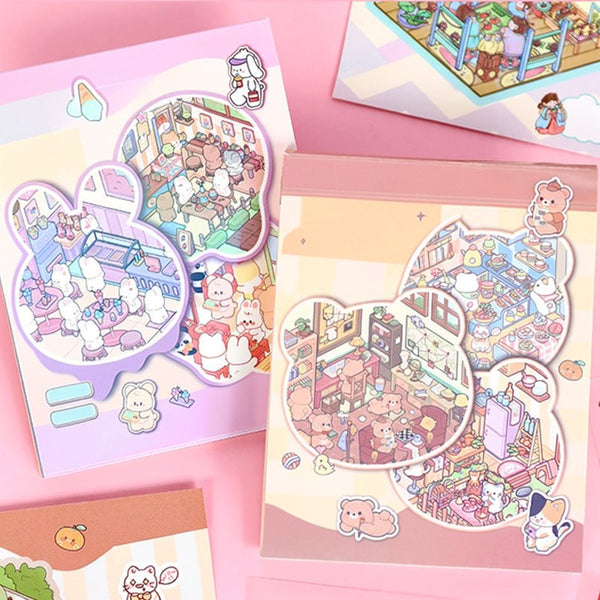3D Mini Scene Sticker Book with Tweezers
