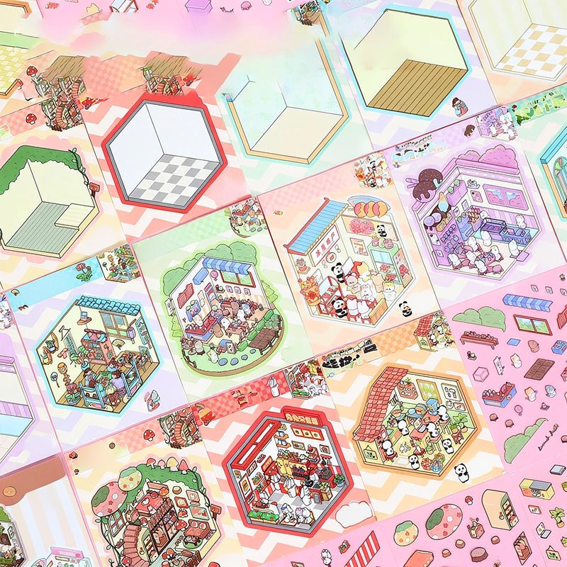 3D Mini Scene Sticker Book with Tweezers