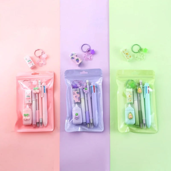 Fruit-Themed 7-Piece Stationery Set for Kids