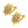 Sunflower Stud Earrings with CZ Crystals
