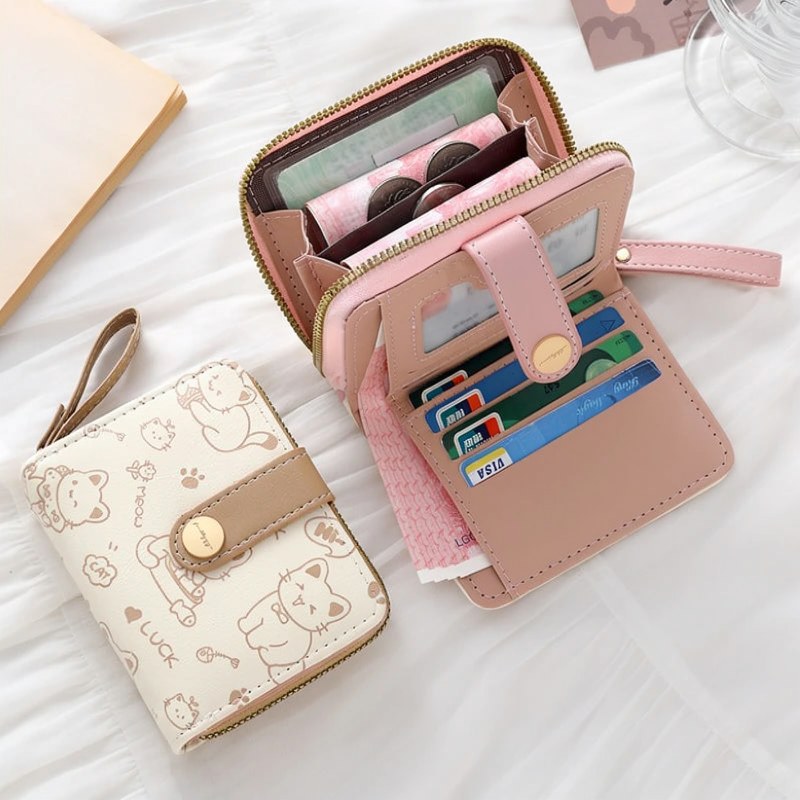 Cute Cat PU Leather Wallet with Zipper