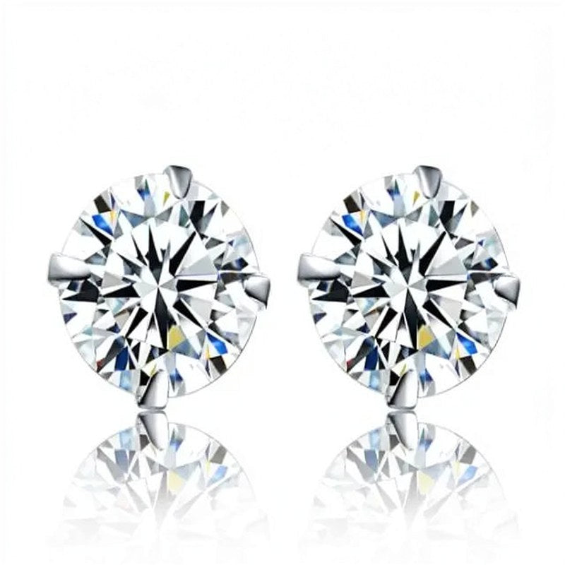 Tiny Clear Crystal CZ Stud Earrings in 925 Sterling Silver
