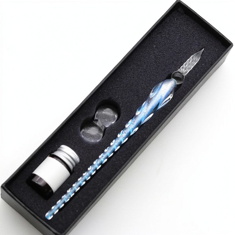 Crystal Glass Dipping Pen with Gold Ink Set