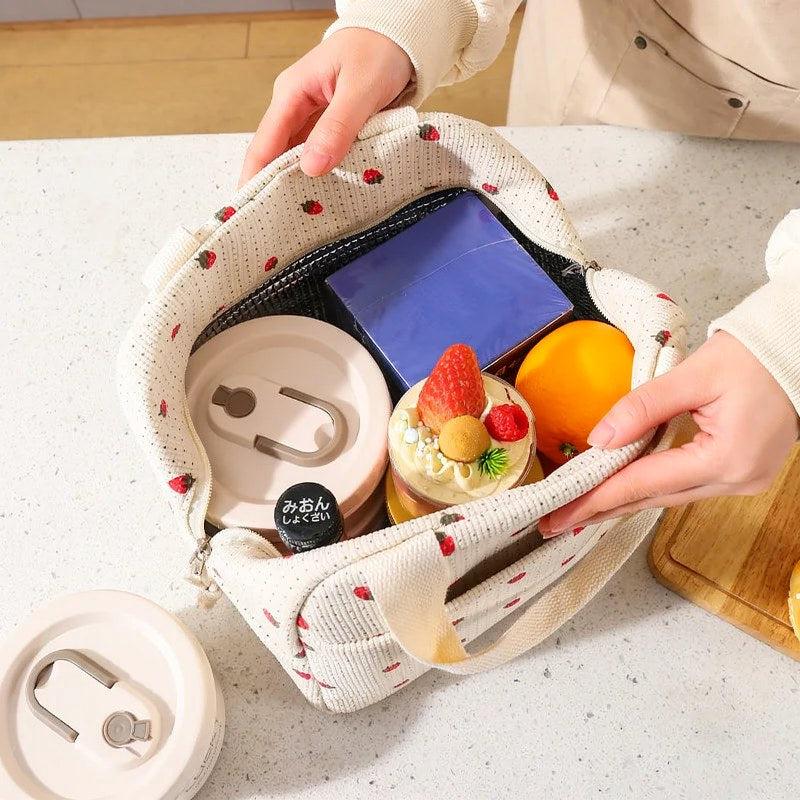 Isolier-Lunchtasche aus Cord mit Blumenmuster