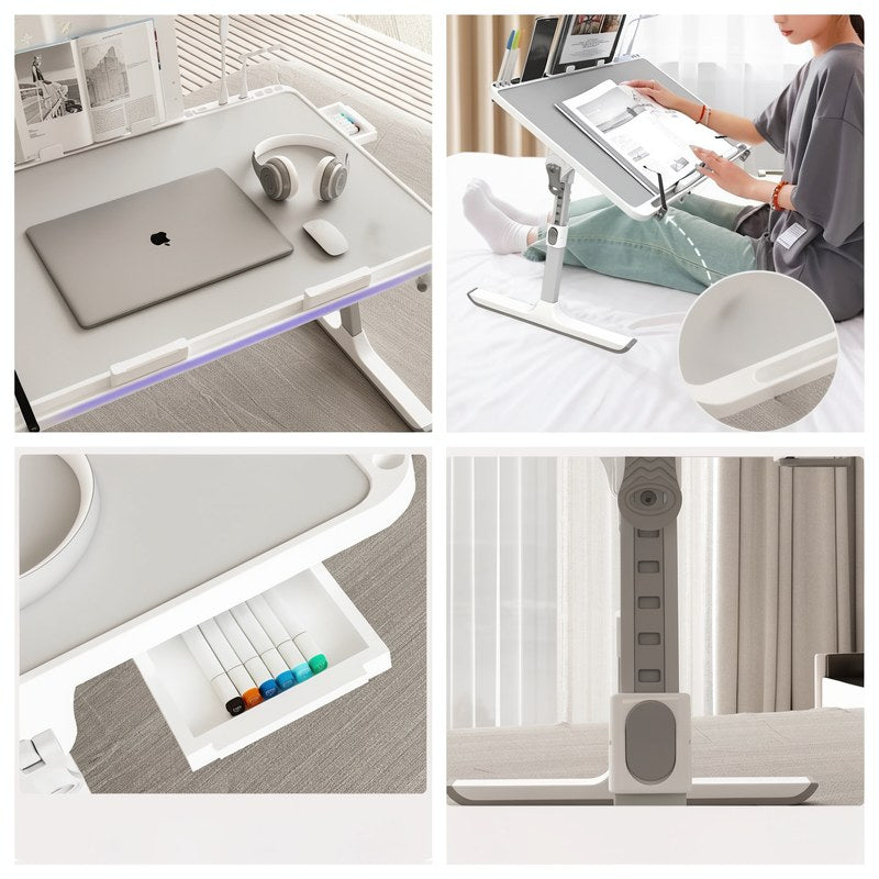 Adjustable Laptop Bed Tray with Storage Drawer