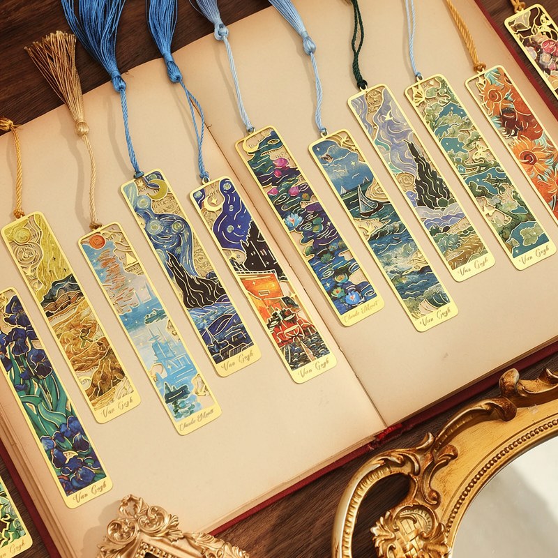 Vintage Metal Bookmarks with Long Tassels (Set of 12)