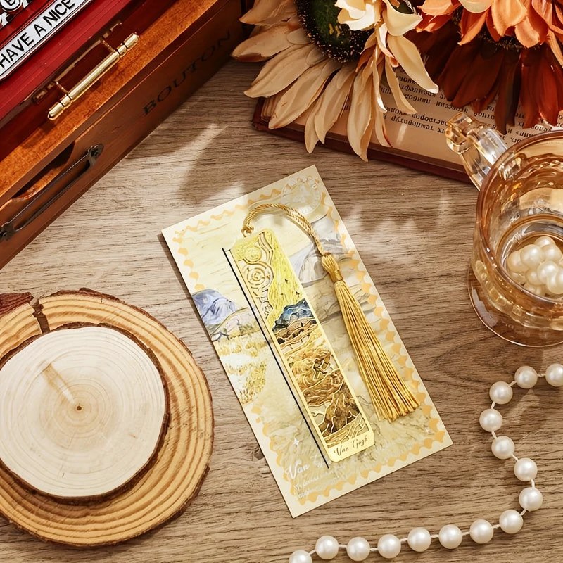 Vintage Metal Bookmarks with Long Tassels (Set of 12)