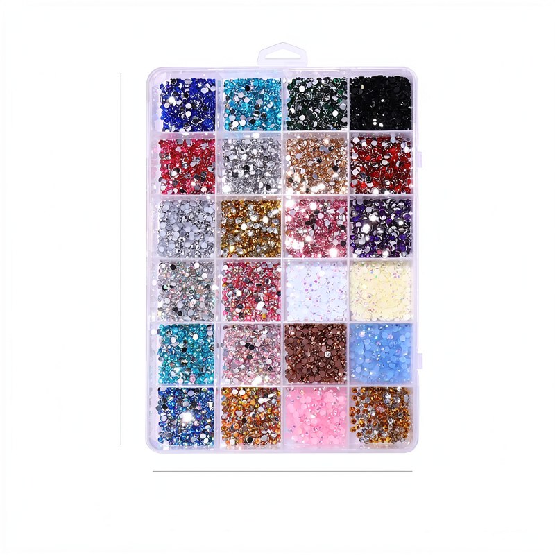 Piedras de Resina Redondas con Brillo y Strass para Uñas
