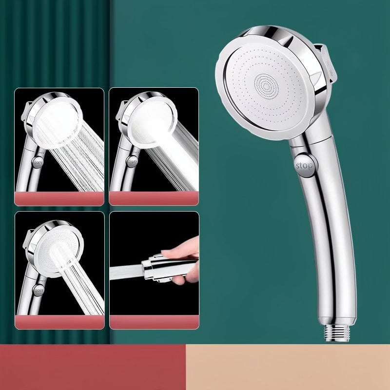 رأس دش قابل للتعديل بثلاث وضعيات وملمس كروم مع زر إيقاف سريع