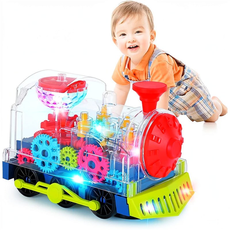 Voiture de Police Transparente avec Engrenages, Lumières et Musique