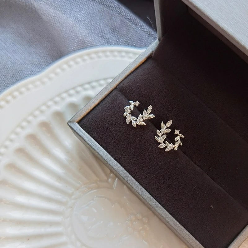 Sterling Silver Leaf Stud Earrings