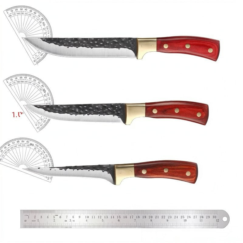 Juego de Cuchillos de Cocina de Acero Inoxidable Forjado con Mangos de Madera