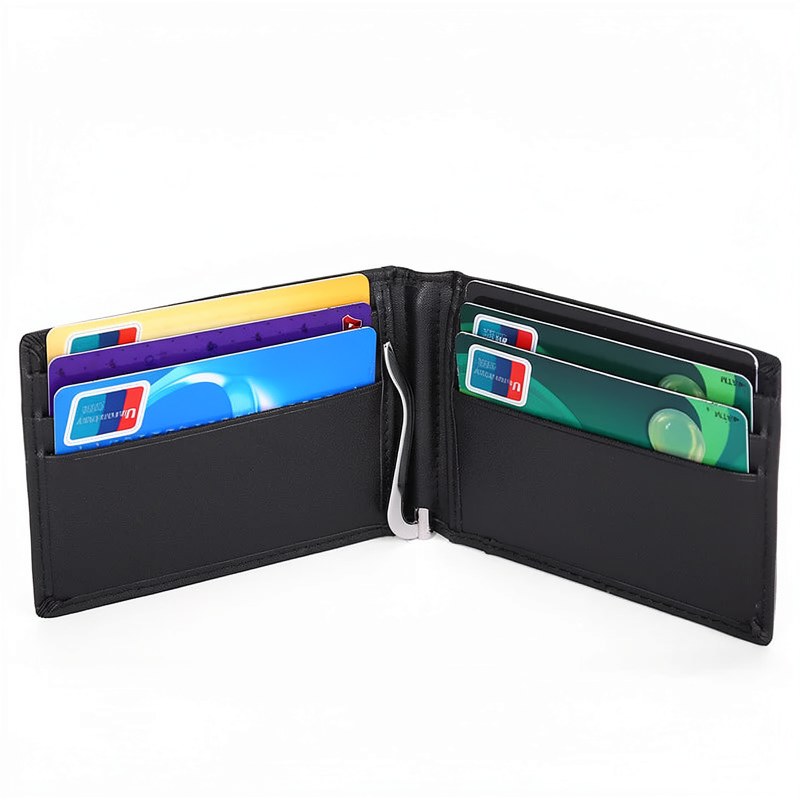 Slim RFID-Blocking Leather Wallet with Metal Clasp