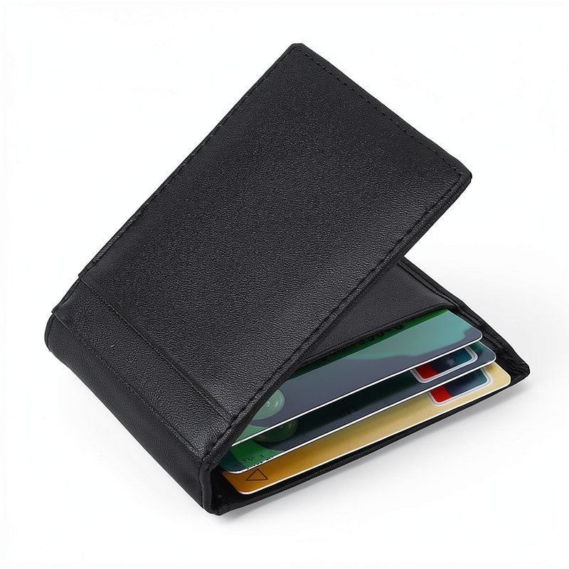 Slim RFID-Blocking Leather Wallet with Metal Clasp