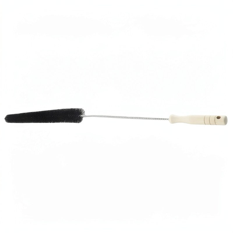 Brosse flexible noire avec manche blanc pour nettoyer radiateurs et grilles.